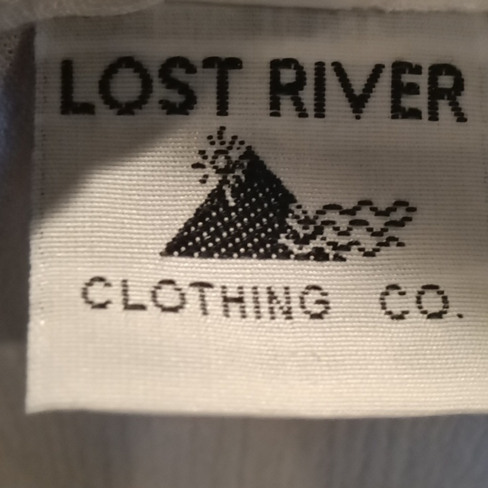 LOST RIVER CLOTHING CO scoop neck geometrically designed white s/s blouse Sz XL